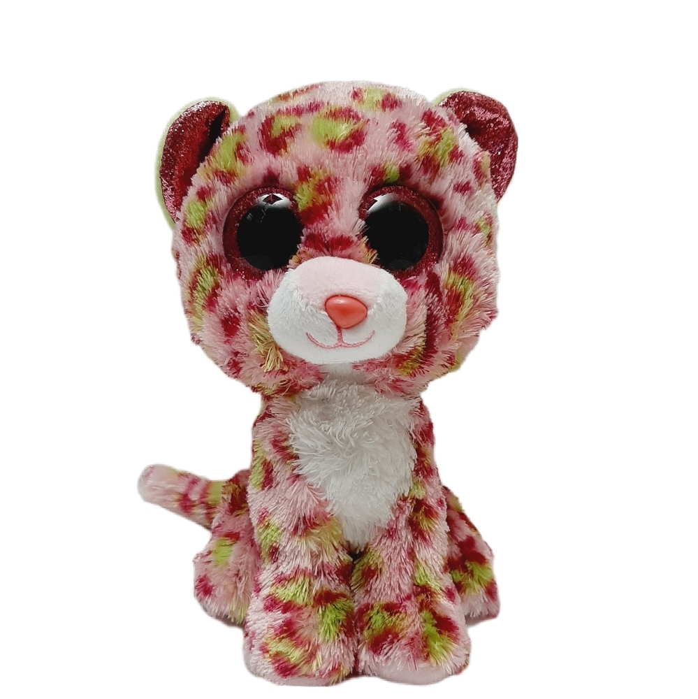 🍒4 for $20🍒 TY Beanie Baby Boos Lainey Pink Green Leopard Plush Soft Kids Toy